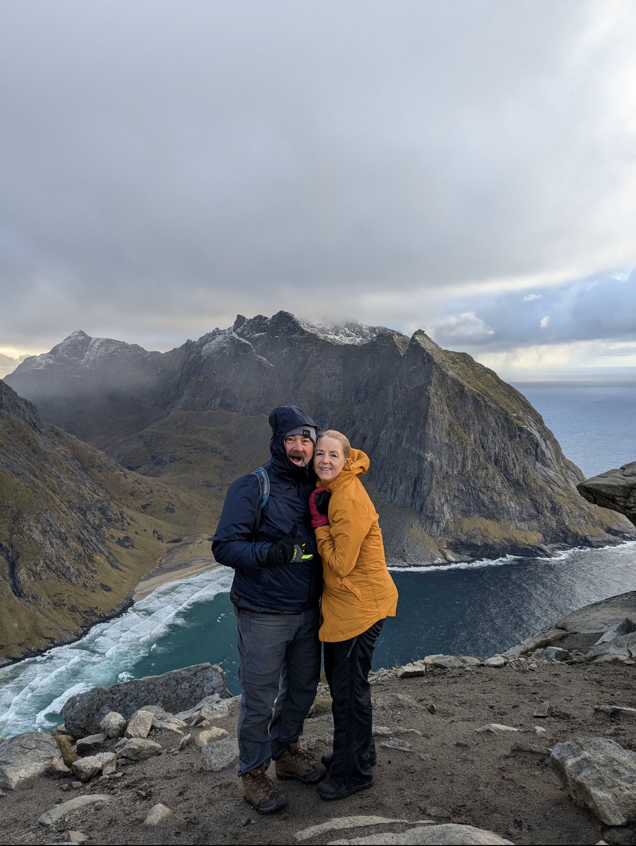 Cheryl hiking the cliffs of Norway
